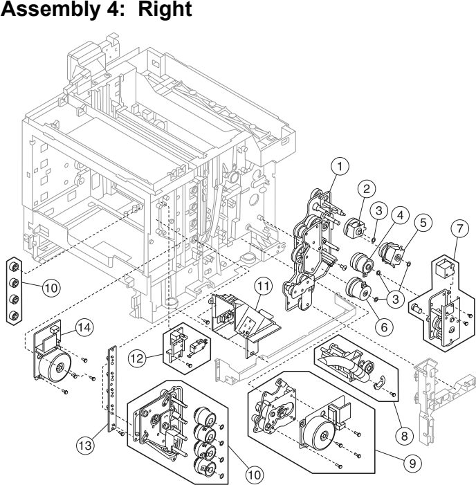 Assembly 4: Right parts diagram - Lexmark C510 Parts