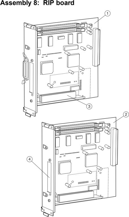 Assembly 8: RIP board parts diagram - Lexmark C510 Parts
