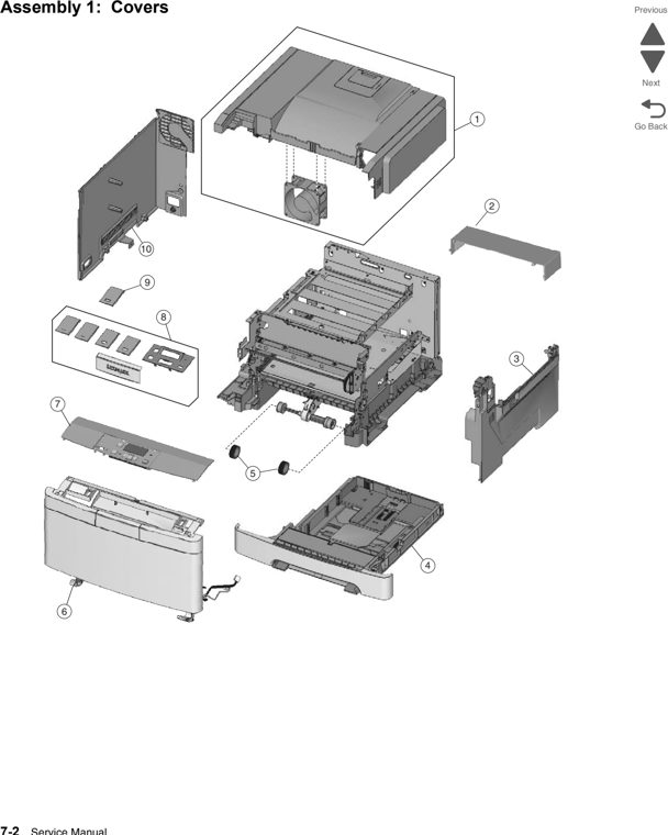 Assembly 1: Covers parts diagram - Lexmark C544 Parts