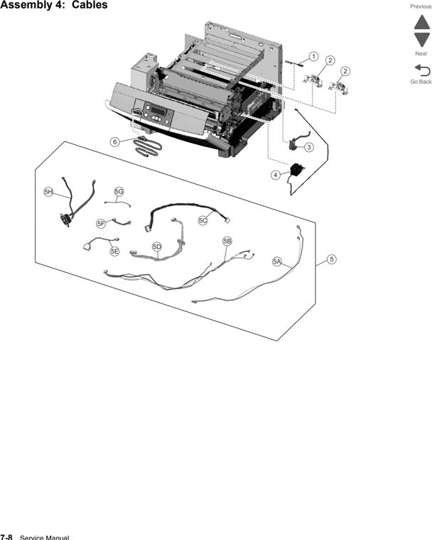 Assembly 4: Cables parts diagram - Lexmark C544 Parts