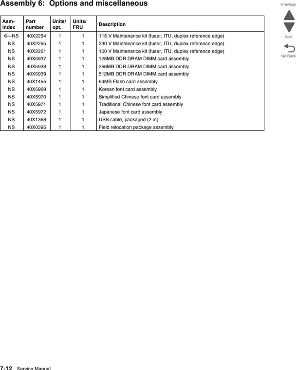 Assembly 6: Options and miscellaneous parts diagram - Lexmark C544 Parts