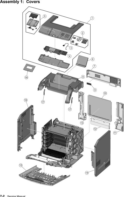 Assembly 1: Covers parts diagram - Lexmark C736 Parts