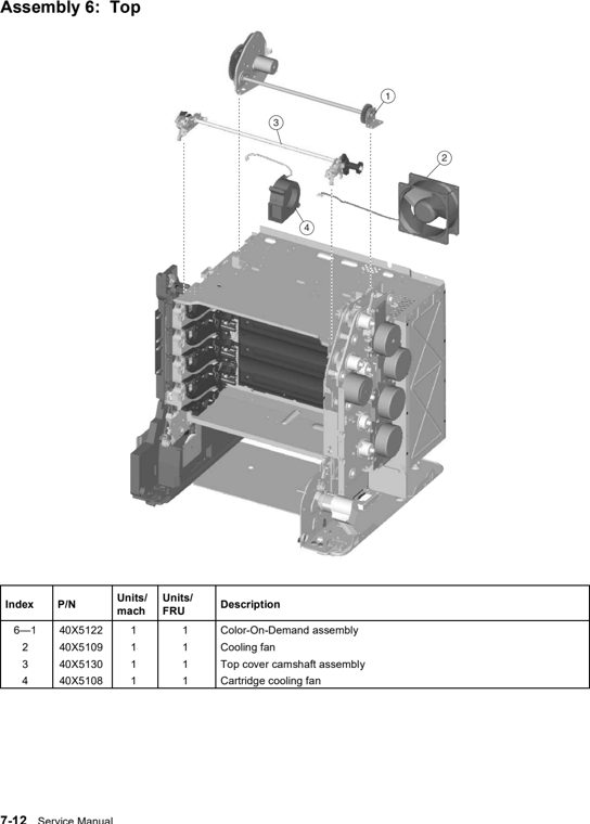 Assembly 6: Top parts diagram - Lexmark C736 Parts