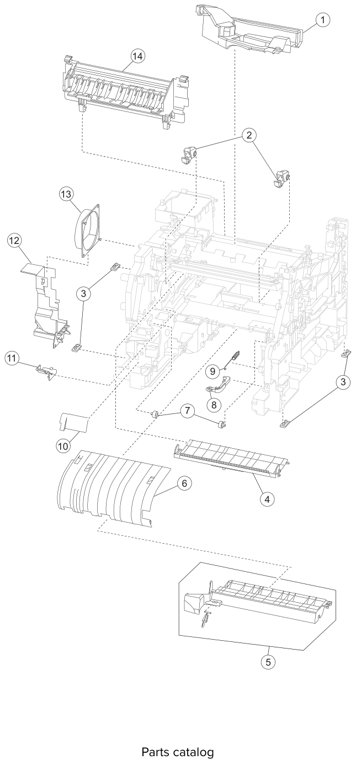 Assembly 4: Media path and ducts parts diagram - Lexmark X651 X652 X654 XS654 X656 X658 (and XS versions) Parts