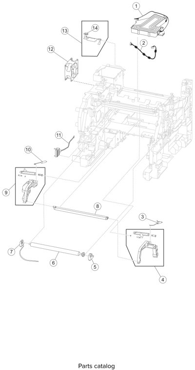 Assembly 7: Printhead, charge, and transfer assembly parts diagram - Lexmark X651 X652 X654 XS654 X656 X658 (and XS versions) Parts