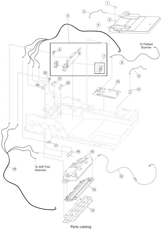 Assembly 14: ADF electronics parts diagram - Lexmark X651 X652 X654 XS654 X656 X658 (and XS versions) Parts