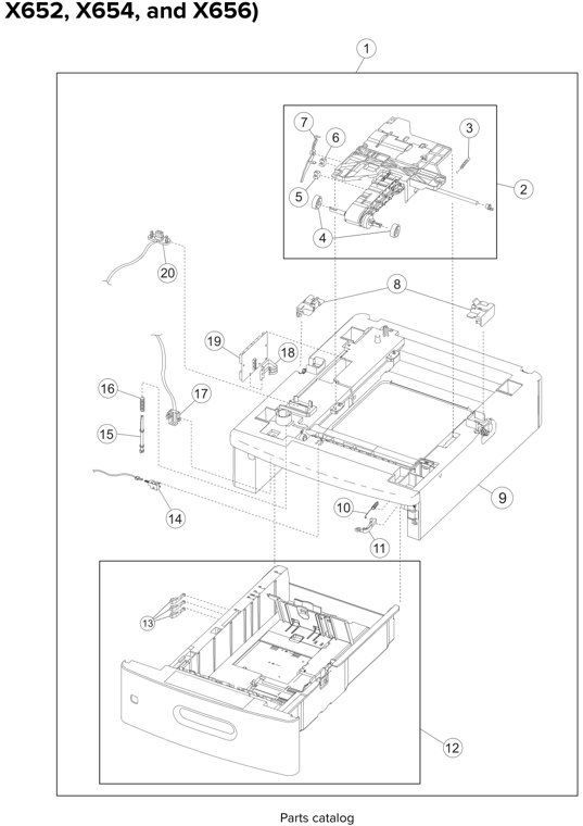 Assembly 16: 550 Sheet option tray assembly (X651, parts diagram - Lexmark X651 X652 X654 XS654 X656 X658 (and XS versions) Parts