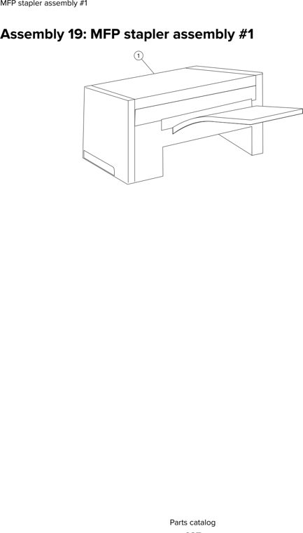 Assembly 19: MFP stapler assembly #1 parts diagram - Lexmark X651 X652 X654 XS654 X656 X658 (and XS versions) Parts