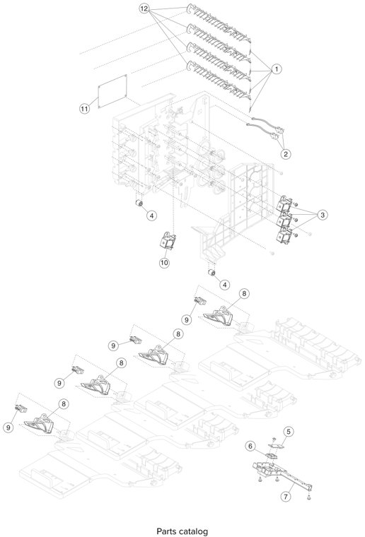 Assembly 28: MFP 4-bin mailbox assembly #3 parts diagram - Lexmark X651 X652 X654 XS654 X656 X658 (and XS versions) Parts
