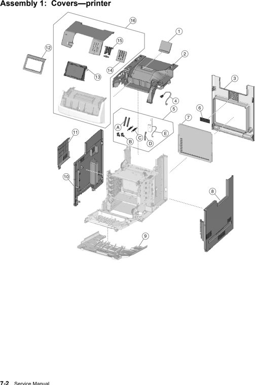 Assembly 1: Covers—Printer parts diagram - Lexmark X734 X736 X738 Parts