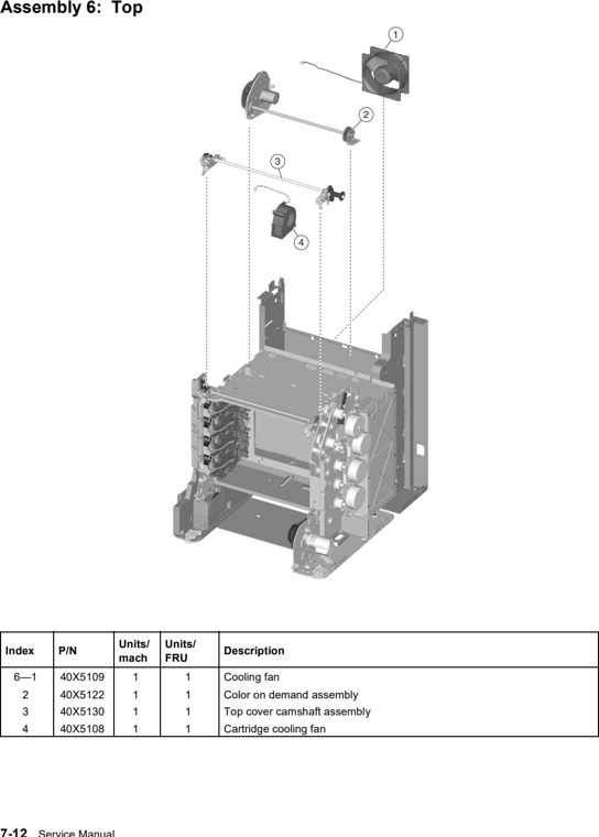 Assembly 6: Top parts diagram - Lexmark X734 X736 X738 Parts