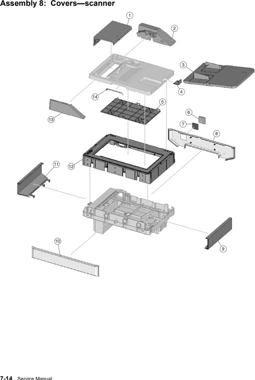 Assembly 8: Covers—Scanner parts diagram - Lexmark X734 X736 X738 Parts