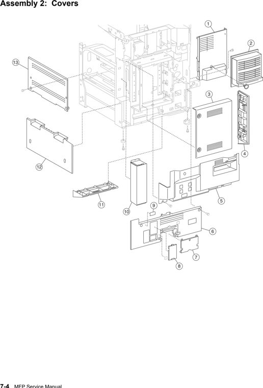 Assembly 2: Covers parts diagram - Lexmark X850e X852e X854e Parts