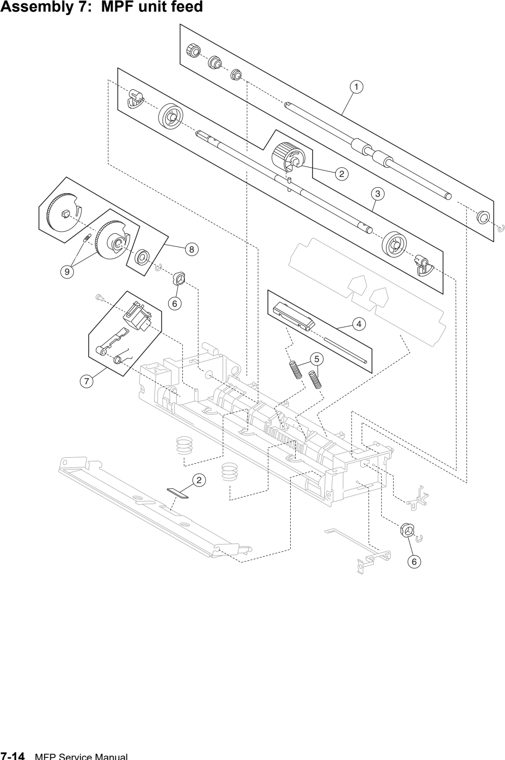 Assembly 7: MPF unit feed parts diagram - Lexmark X850e X852e X854e Parts