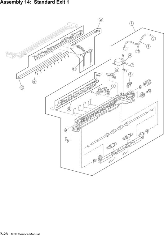 Assembly 14: Standard Exit 1 parts diagram - Lexmark X850e X852e X854e Parts