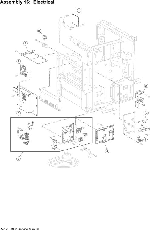 Assembly 16: Electrical parts diagram - Lexmark X850e X852e X854e Parts