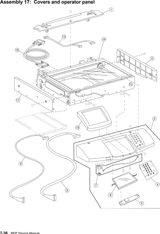 Assembly 17: Covers and operator panel parts diagram - Lexmark X850e X852e X854e Parts