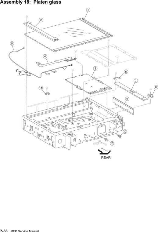 Assembly 18: Platen glass parts diagram - Lexmark X850e X852e X854e Parts