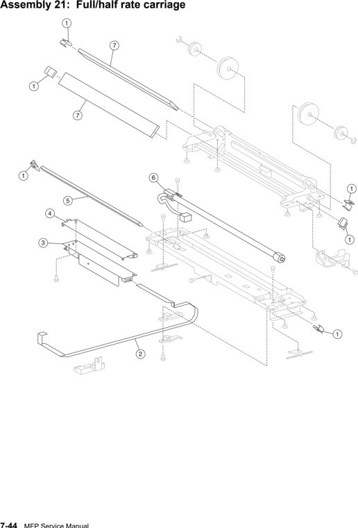 Assembly 21: Full/half rate carriage parts diagram - Lexmark X850e X852e X854e Parts