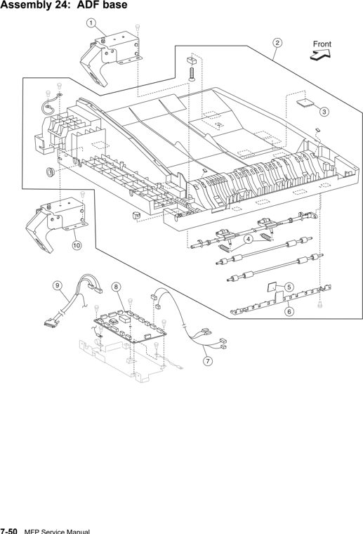 Assembly 24: ADF base parts diagram - Lexmark X850e X852e X854e Parts