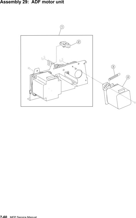 Assembly 29: ADF motor unit parts diagram - Lexmark X850e X852e X854e Parts