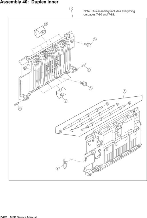 Assembly 40: Duplex inner parts diagram - Lexmark X850e X852e X854e Parts