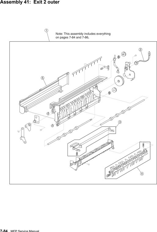 Assembly 41: Exit 2 outer parts diagram - Lexmark X850e X852e X854e Parts