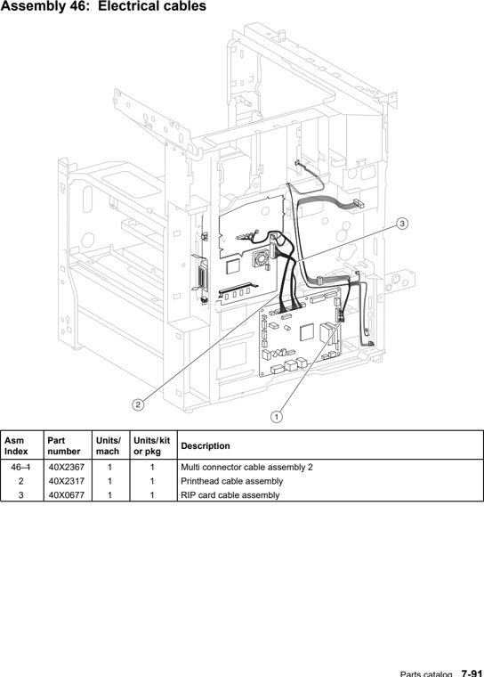 Assembly 46: Electrical cables parts diagram - Lexmark X850e X852e X854e Parts