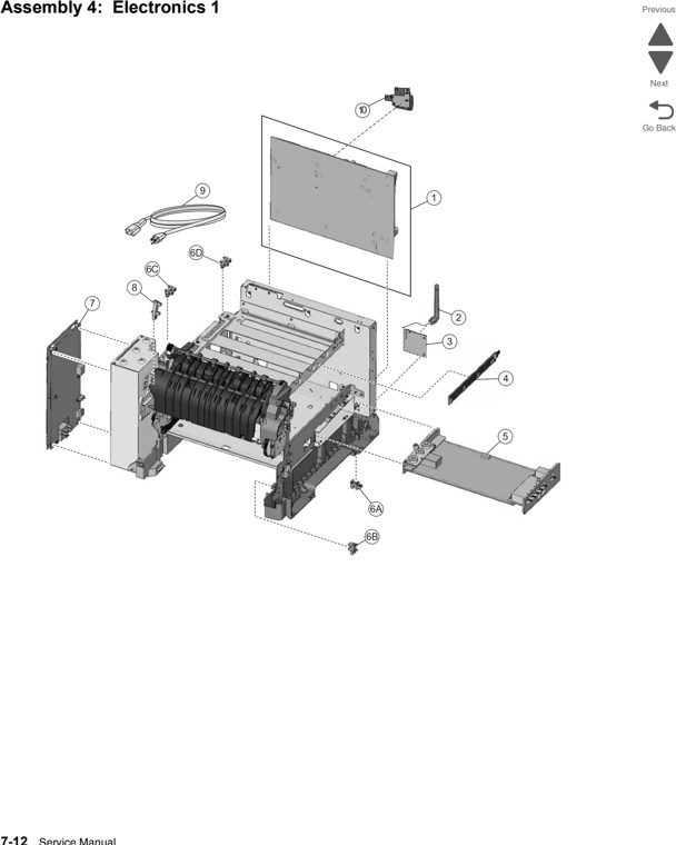 Assembly 4: Electronics 1 parts diagram - Lexmark X543 X544 X546 Parts