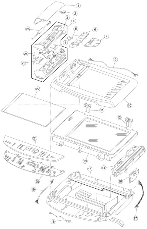 Assembly 2: Scanner parts diagram - Lexmark X340 and X342 Parts