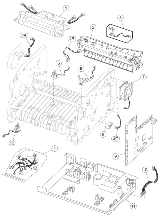 Assembly 3: Electronics parts diagram - Lexmark X340 and X342 Parts