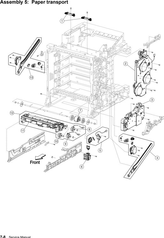 Assembly 5: Paper transport parts diagram - Lexmark X560 Parts