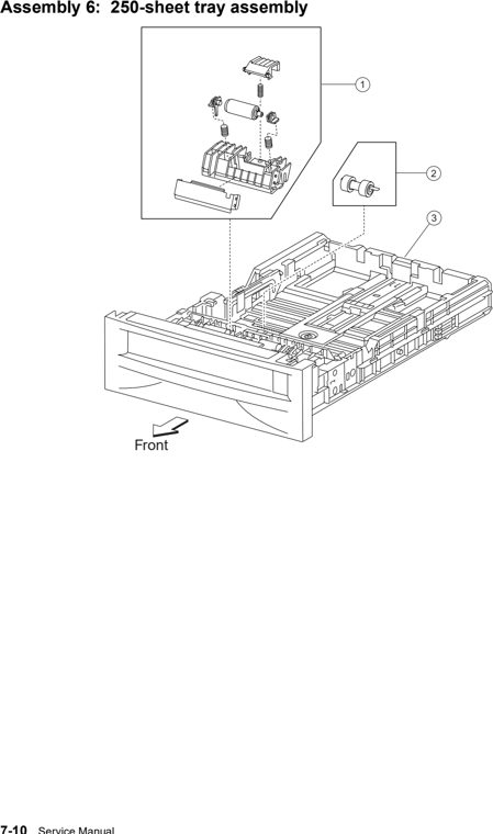 Assembly 6: 250-sheet tray parts diagram - Lexmark X560 Parts