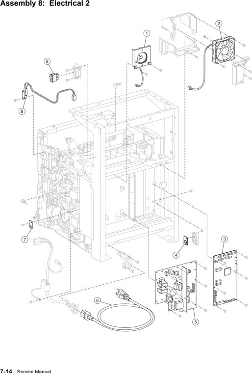 Assembly 8: Electrical 2 parts diagram - Lexmark X560 Parts