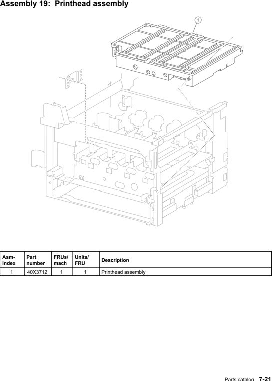 Assembly 19: Printhead assembly parts diagram - Lexmark X940e & X945e Parts