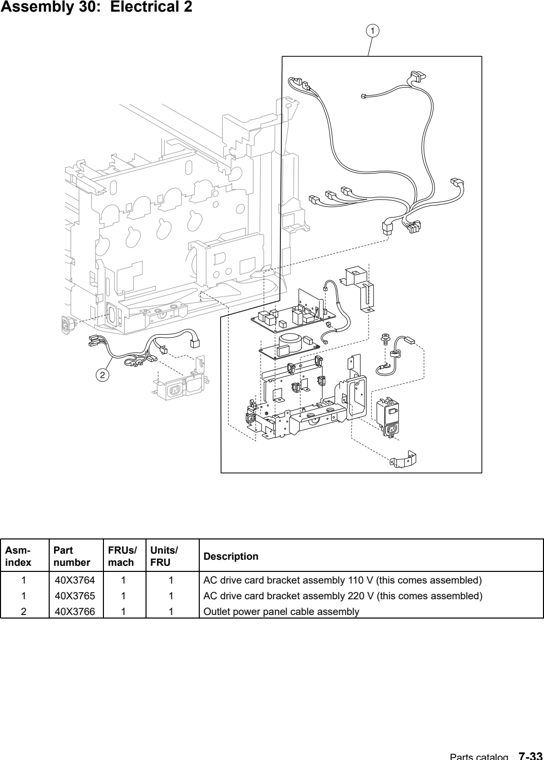 Assembly 30: Electrical 2 parts diagram - Lexmark X940e & X945e Parts