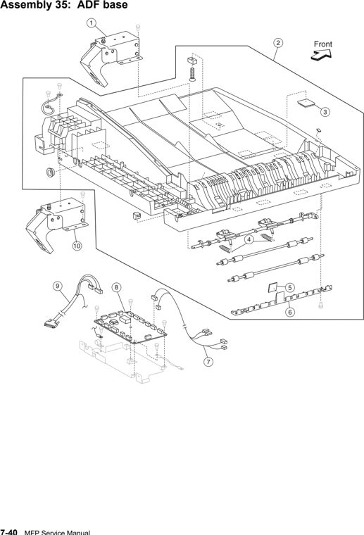Assembly 35: ADF base parts diagram - Lexmark X940e & X945e Parts