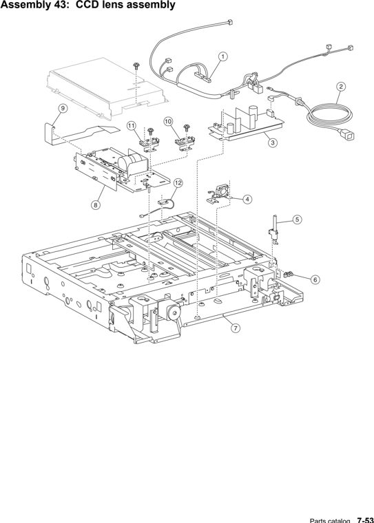 Assembly 43: CCD lens assembly parts diagram - Lexmark X940e & X945e Parts