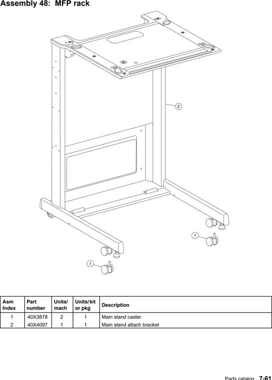 Assembly 48: MFP rack parts diagram - Lexmark X940e & X945e Parts