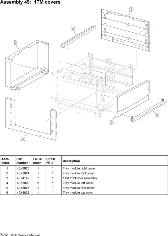 Assembly 49: 1TM covers parts diagram - Lexmark X940e & X945e Parts