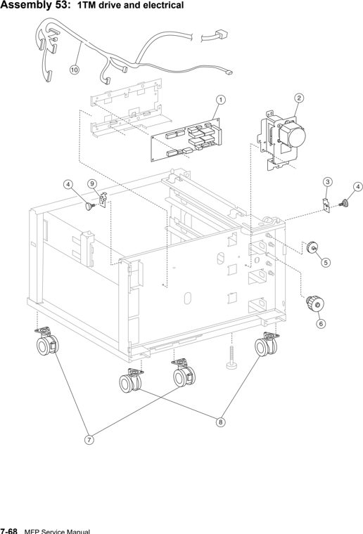 Assembly 53: 1TM drive and electrical parts diagram - Lexmark X940e & X945e Parts