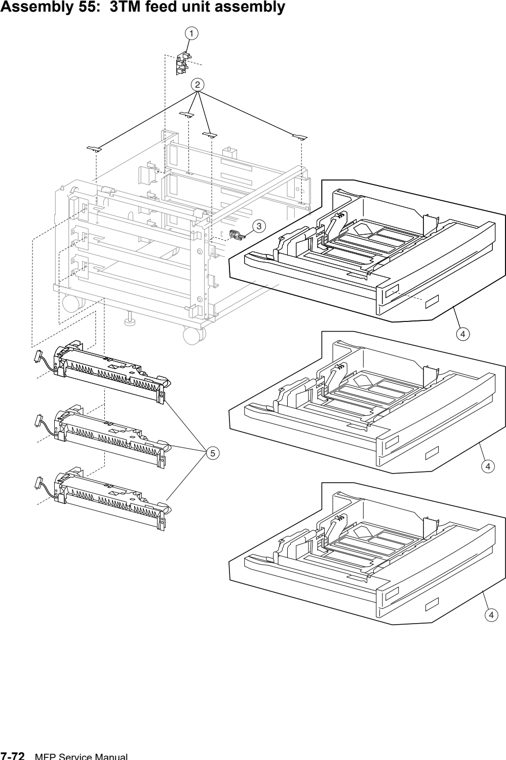 Assembly 55: 3TM feed unit assembly parts diagram - Lexmark X940e & X945e Parts