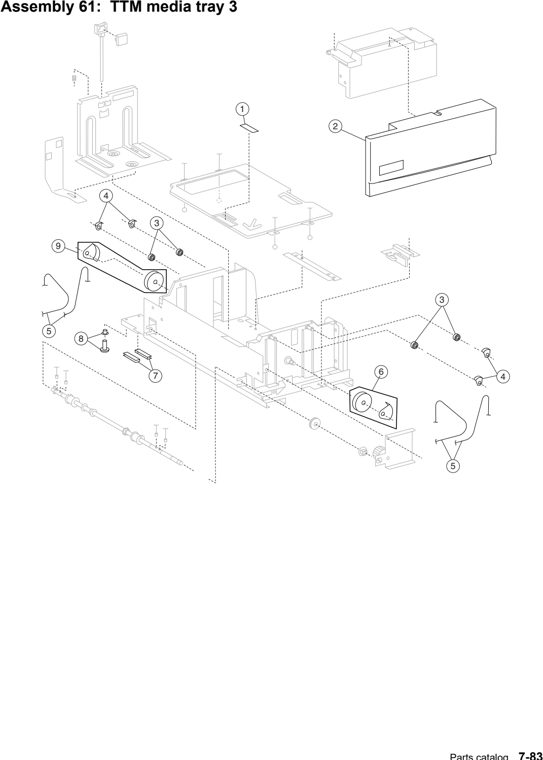 Assembly 61: TTM tray 3 parts diagram - Lexmark X940e & X945e Parts