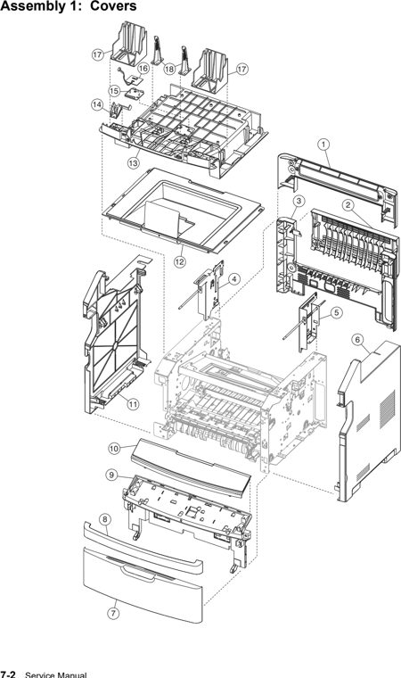 Assembly 1: Covers parts diagram - Lexmark X463 X464 X466 Parts