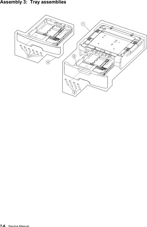 Assembly 3: Tray assemblies parts diagram - Lexmark X463 X464 X466 Parts