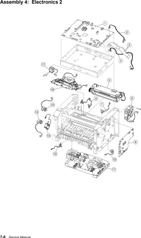 Assembly 4: Electronics 2 parts diagram - Lexmark X463 X464 X466 Parts