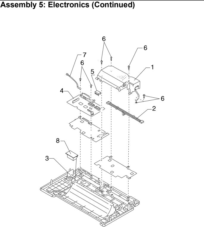 Assembly 5: Electronics (Continued) parts diagram - Lexmark 2380 2381 2390 2391 Parts