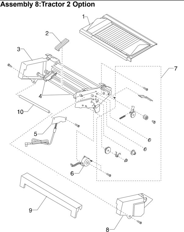 Assembly 8: Tractor 2 Option parts diagram - Lexmark 2380 2381 2390 2391 Parts