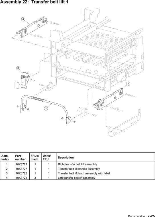 Assembly 22: Transfer belt lift 1 parts diagram - Lexmark C935 Parts