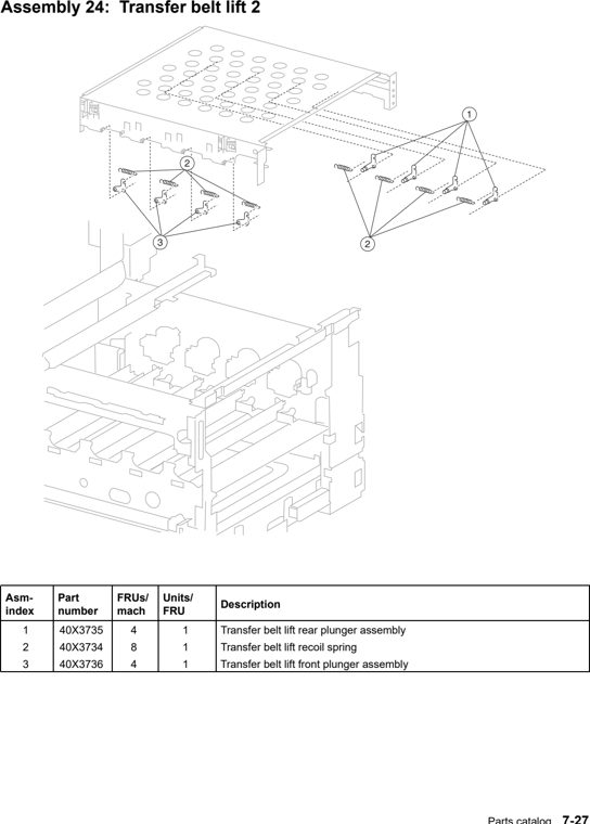 Assembly 24: Transfer belt lift 2 parts diagram - Lexmark C935 Parts